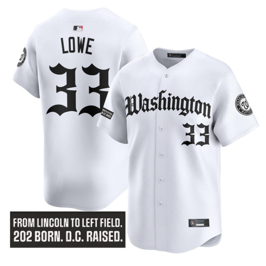 Nathaniel Lowe #33 Washington Nationals Gothic Capitol Edition Limited Jersey - White