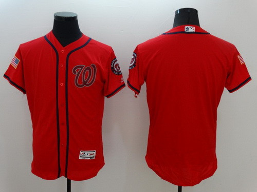 Washington Nationals Majestic Mens 2016 Blank Fashion Stars Stripes Flexbase Limited Jersey - Red