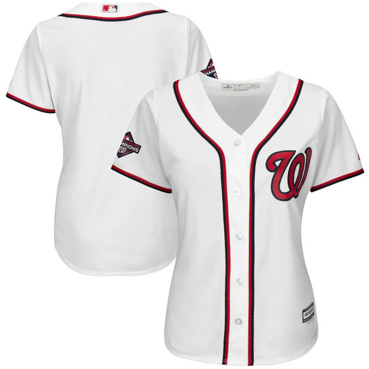 Washington Nationals Majestic Womens 2019 World Series Champions Home Cool Base Patch Limited Jersey - White