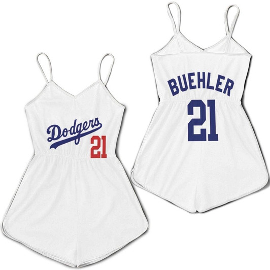 Los Angeles Dodgers Buehler 21 2020 Championship Golden Edition White Jersey Inspired Style Romper