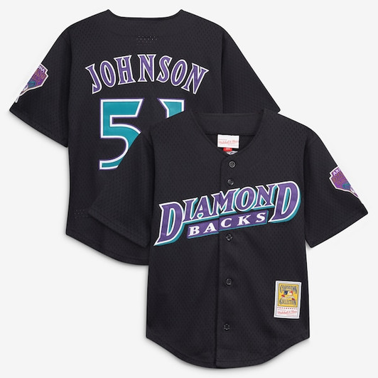Youth Arizona Diamondbacks Randy Johnson Mitchell & Ness Black Cooperstown Collection Mesh Batting Practice Jersey