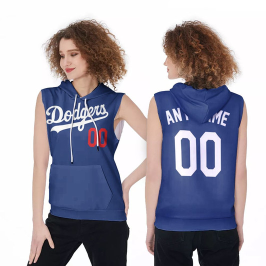 Personalized Los Angeles Dodgers Any Name 00 Mlb 2020 Team Blue Jersey Inspired Style Sleeveless Hoodie