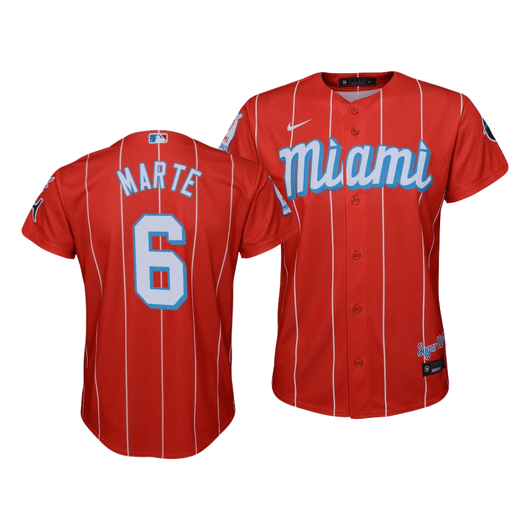 Miami Marlins Starling Marte #6 2021 City Connect Replica  Jersey Red