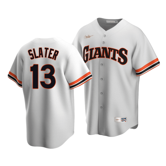 Men'S San Francisco Giants Austin Slater #13 Cooperstown Collection White Home Jersey