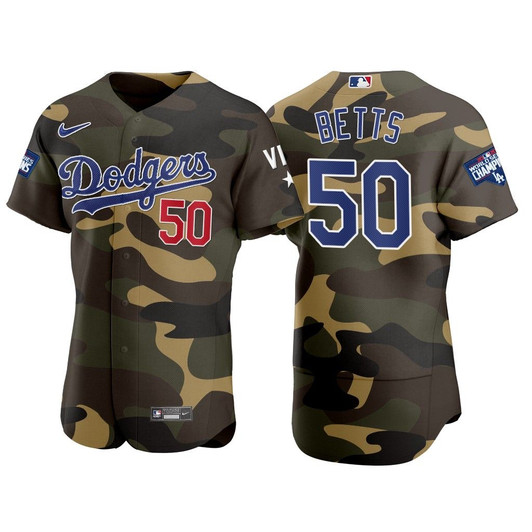 Mookie Betts Los Angeles Dodgers #50 Camo 2021 Armed Forces Day Jersey