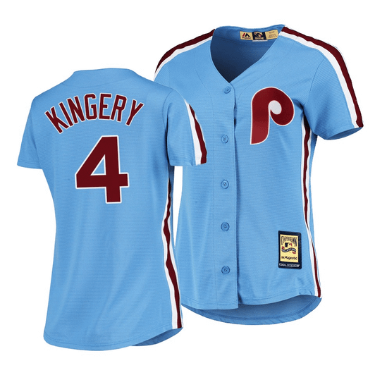 Women'S Philadelphia Phillies #4 Scott Kingery Cooperstown Collection Light Blue Road Jersey