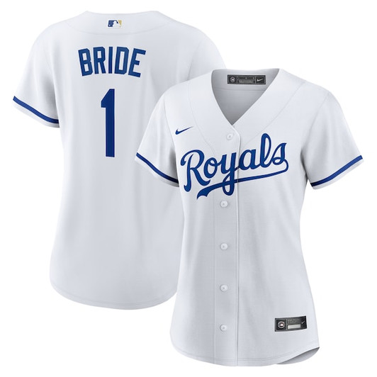 Women's Kansas City Royals  Nike White #1 Bride Home Replica Jersey