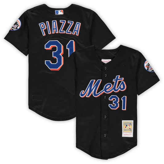 Preschool & Toddler New York Mets Mike Piazza Mitchell & Ness Black Cooperstown Collection Mesh Jersey