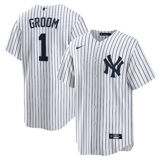 Men's New York Yankees  Nike White #1 Groom Home Replica Jersey