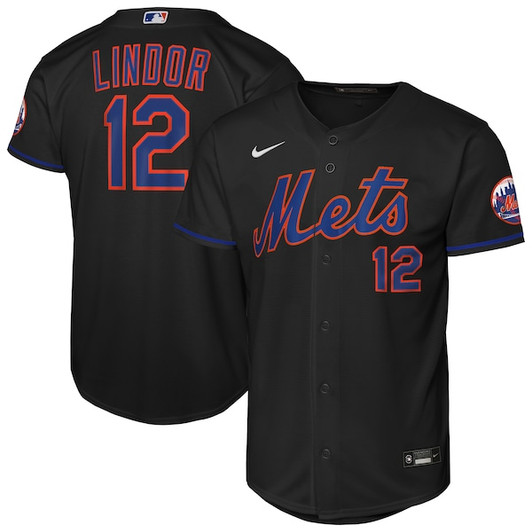 Youth New York Mets Francisco Lindor Nike Black Alternate Stadium Player Jersey