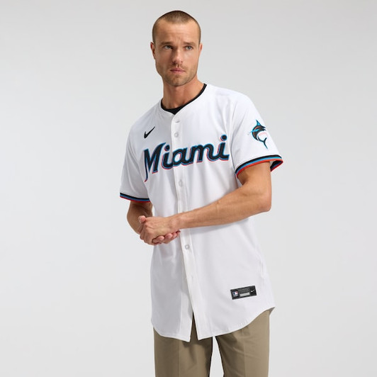 Men's Miami Marlins Nike White Home Elite Jersey