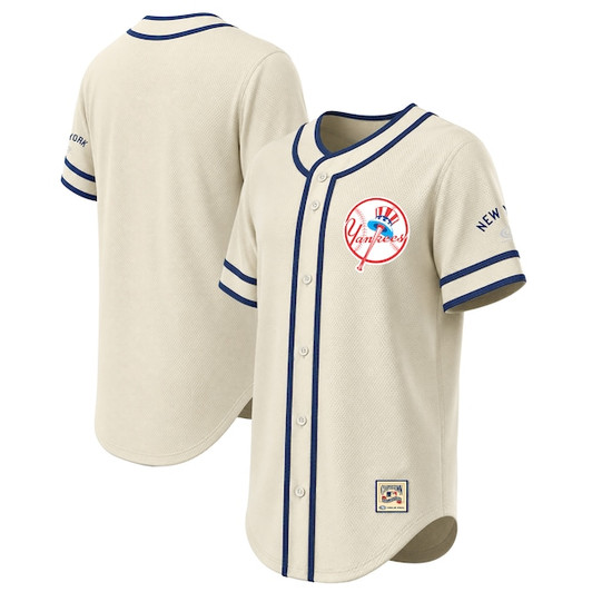 Men's New York Yankees Stitches Natural Throwback Fashion Jersey