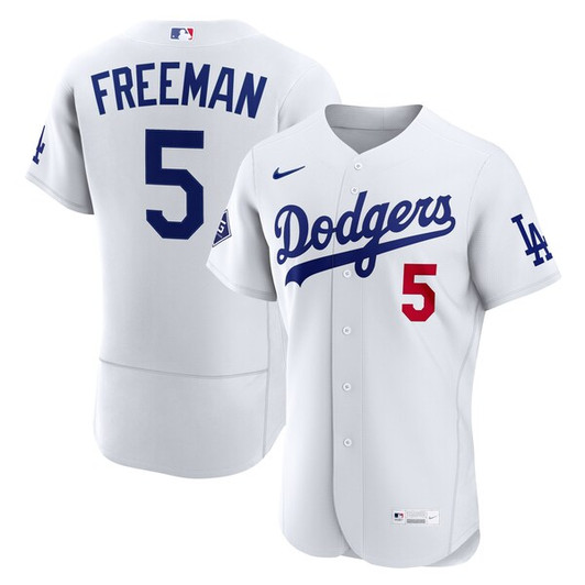 Men's Los Angeles Dodgers Freddie Freeman Nike White Home  Sponsor Patch Jersey