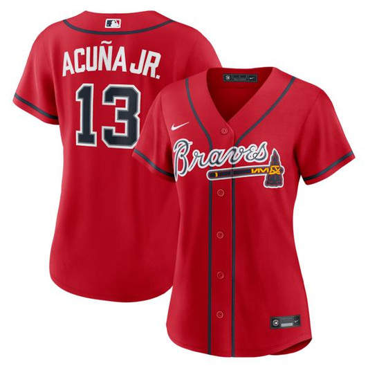 Women's Atlanta Braves Ronald Acuña Jr. Nike Red Alternate Replica Jersey