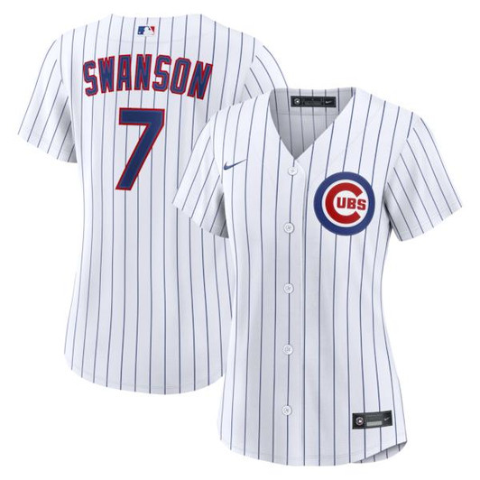 Women's Chicago Cubs Dansby Swanson Nike White Home Replica Jersey