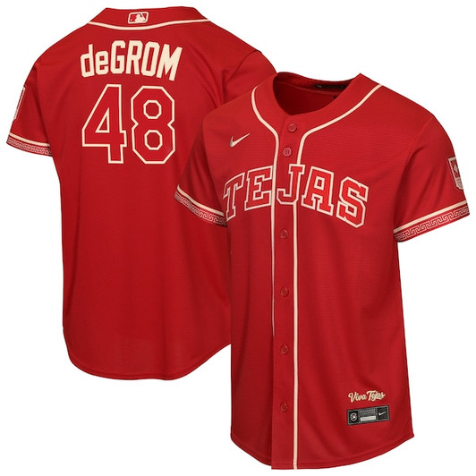 Youth Texas Rangers Jacob deGrom Nike Red 2026 City Connect Stadium Jersey