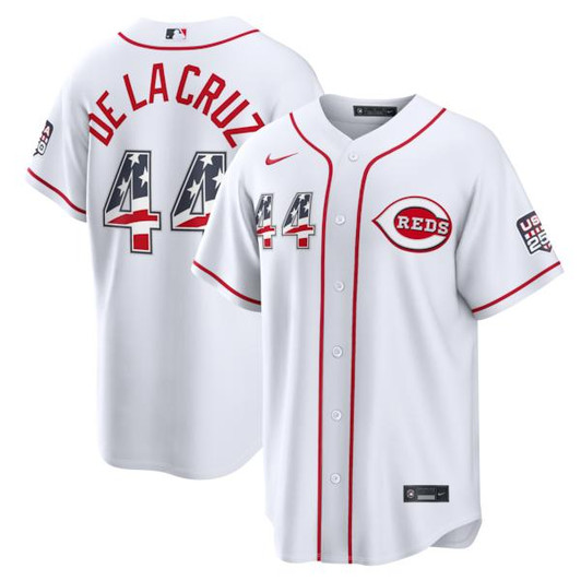 Men's Cincinnati Reds Elly De La Cruz Nike White USA 250 Fourth of July Home Stadium Jersey