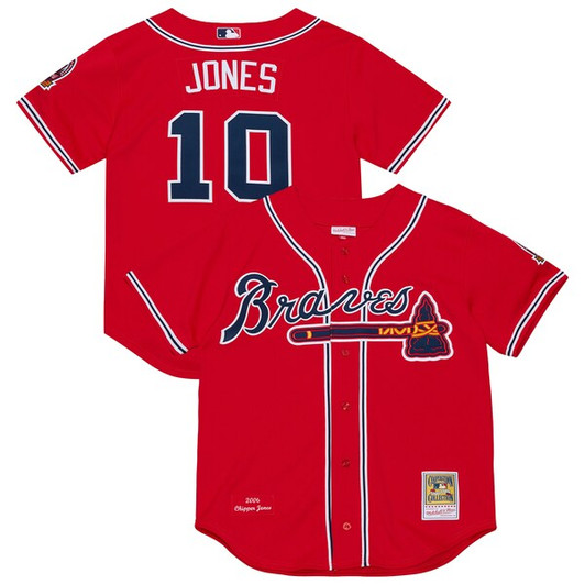 Men's Atlanta Braves Chipper Jones Mitchell & Ness Red 2006 Cooperstown Collection  Jersey