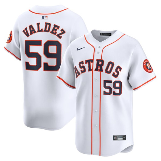 Men's Houston Astros Framber Valdez Nike White Home Limited Player Jersey