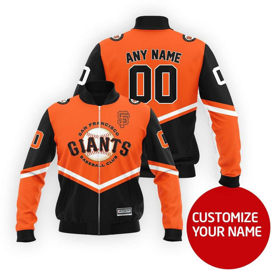 San Francisco Giants #00 Personalized Orange Jersey Style Gift With Custom Number Name For Giants Fans Bomber Jacket