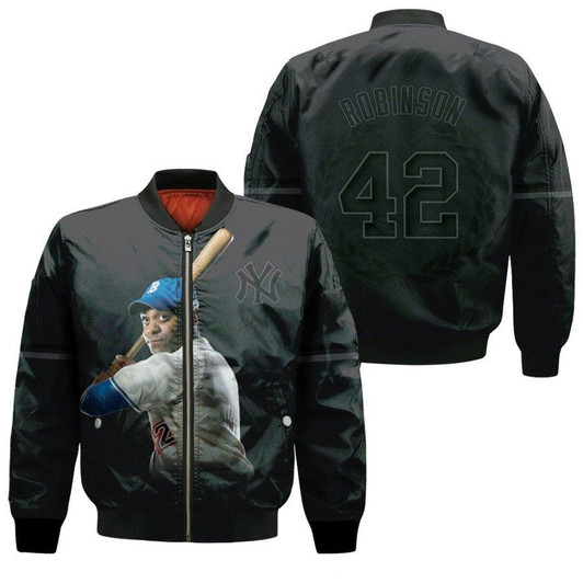 New York Yankees Jackie Robinson 42 MLB Team 2020 Black Jersey 3D Allover Designed Gift For Yankees Fans Bomber Jacket