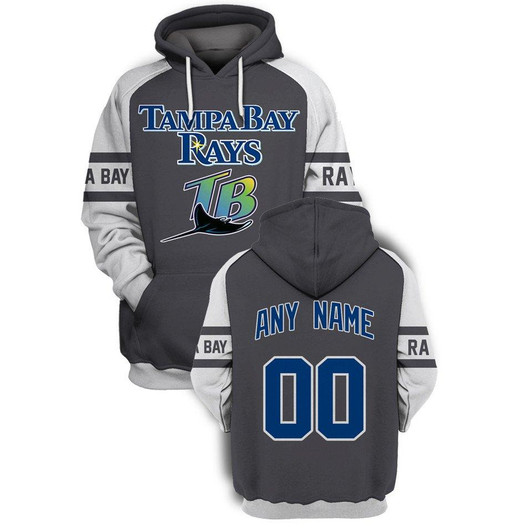 Tampa Bay Rays #00 3D Personalized Silver Jersey Style Gift With Custom Number Name For Rays Fans Hoodie - MLB