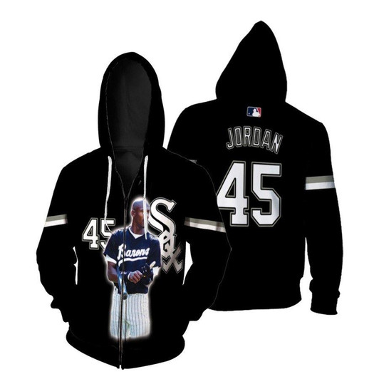 Chicago White Sox Mashed Up Michael Jordan 45 Player Black Jersey Style Gift For Michael Jordan Fans Zip Hoodie - MLB