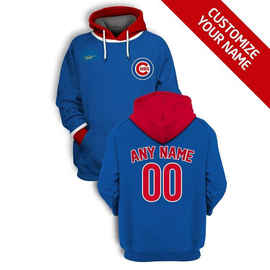 Chicago Cubs #00 3D Personalized Blue Jersey Style Gift With Custom Number Name For Cubs Fans Hoodie