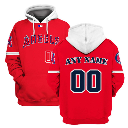 Los Angeles Angels #00 3D Personalized Red Jersey Style Gift With Custom Number Name For Angels Fans Hoodie