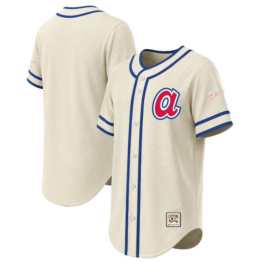 Men's Atlanta Braves Stitches Natural Throwback Fashion Jersey