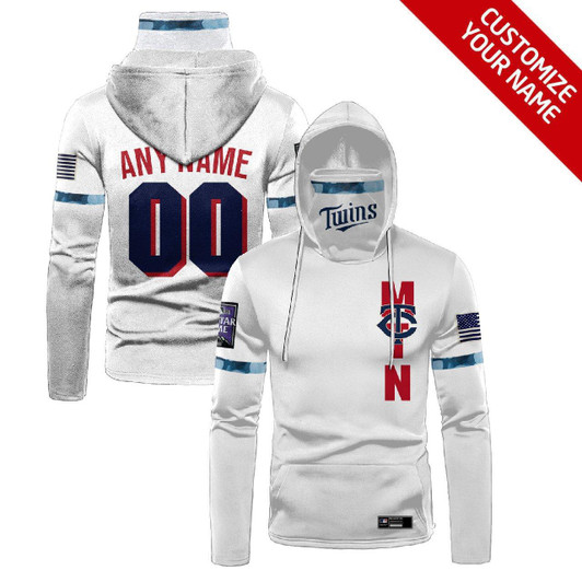 Minnesota Twins Mlb Baseball Team Logo White Jersey Style Gift With Custom Number Name For Twins Fans Masked Hoodie
