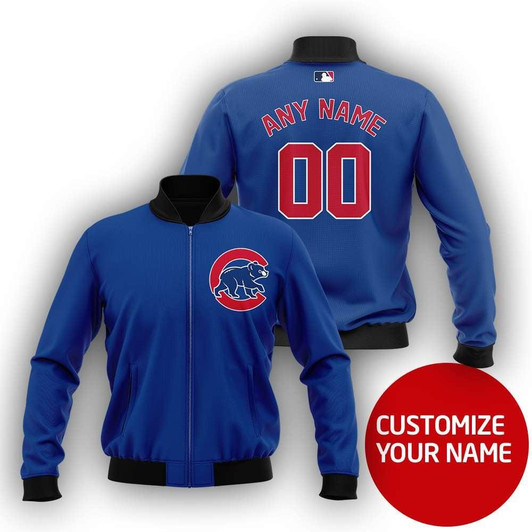 Chicago Cubs #00 Personalized Blue Jersey Style Gift With Custom Number Name For Cubs Fans Bomber Jacket