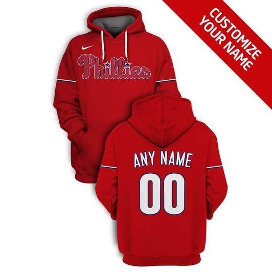 Philadelphia Phillies #00 3D Personalized Red Jersey Style Gift With Custom Number Name For Phillies Fans Hoodie
