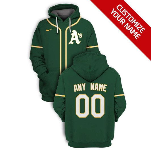 Oakland Athletics #00 3D Personalized Green Jersey Style Gift With Custom Number Name For Athletics Fans Hoodie