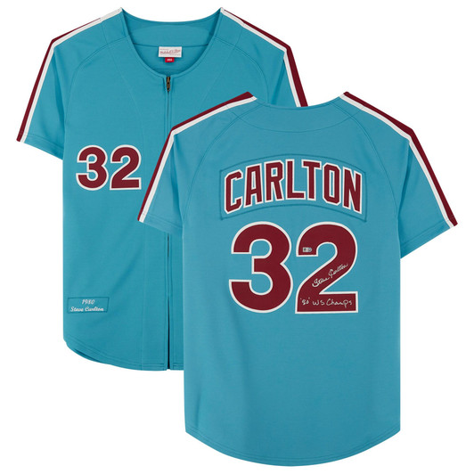 Steve Carlton Philadelphia Phillies Fanatics Autographed Light Blue Mitchell & Ness Jersey with ''80 WS CHAMPS'' Inscription