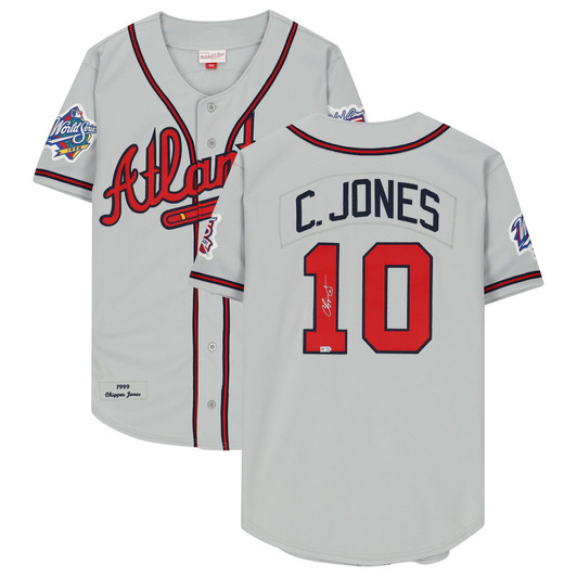 Chipper Jones Atlanta Braves Fanatics Autographed Gray 1999 World Series Patch Mitchell & Ness Jersey