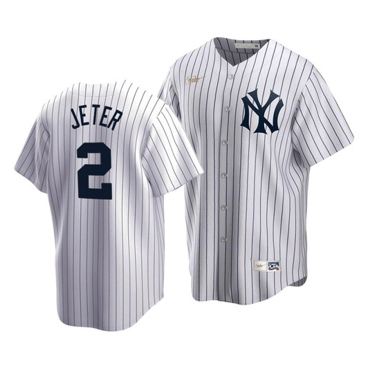 MenS New York Yankees Derek Jeter #2 Cooperstown Collection White Home Jersey
