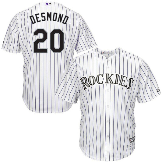 Ian Desmond Colorado Rockies Majestic Home Official Cool Base Player Jersey White/Purple 2019