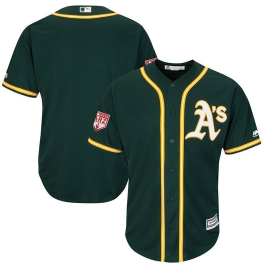 Mens Oakland Athletics Majestic Green 2021 Spring Training Cool Base Team Jersey