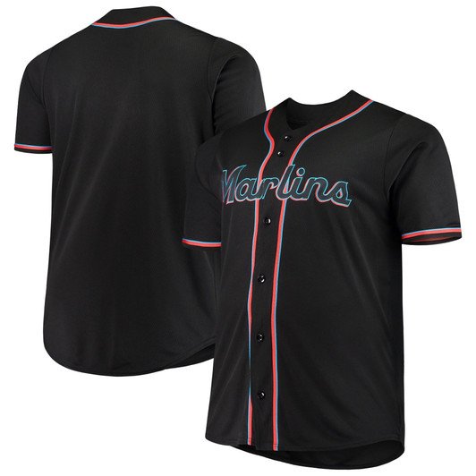 MenS Majestic Black Miami Marlins Big & Tall Alternate Replica Team Jersey
