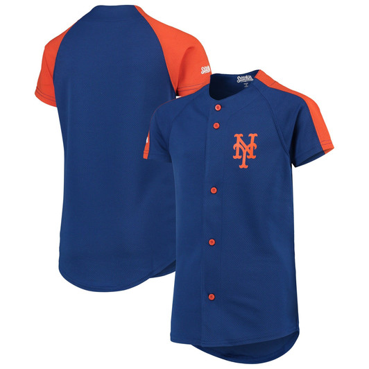 Stitches Royal New York Mets Logo Button-Down Jersey