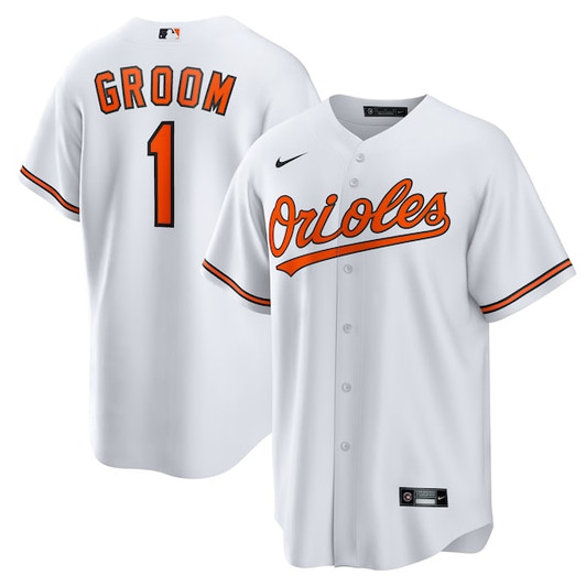 Men's Baltimore Orioles  Nike White #1 Groom Home Replica Jersey