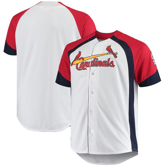 MenS St. Louis Cardinals White/Red Big & Tall Color Block Team Baseball Jersey Mlb Baseball Jersey460