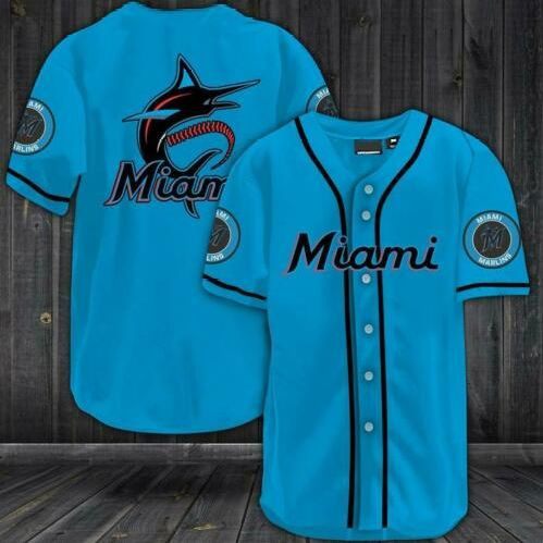 Miami Marlins Blue All Over Print Baseball Jersey