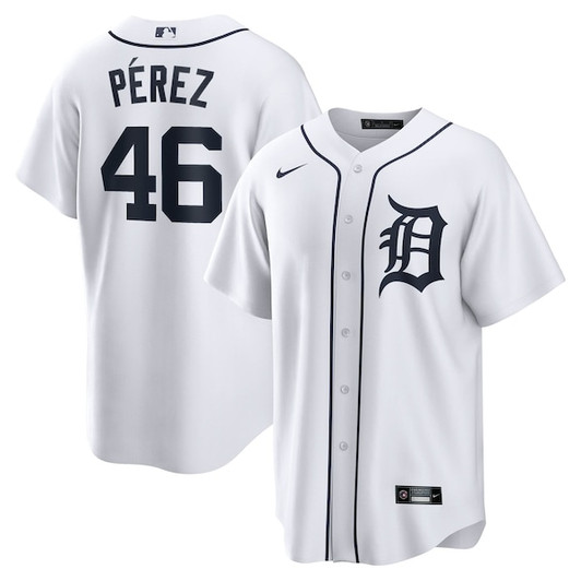 Men's Detroit Tigers Wenceel Pérez Nike White Home Replica Jersey