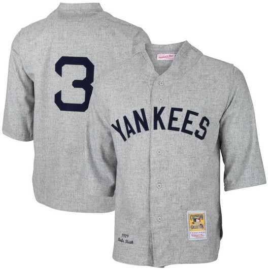 Mens New York Yankees Babe Ruth Mitchell Ness Gray Mlb Jersey Gift For New York Yankees Fans