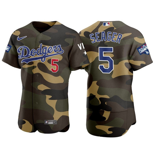 Corey Seager Los Angeles Dodgers #5 Camo 2021 Armed Forces Day Jersey
