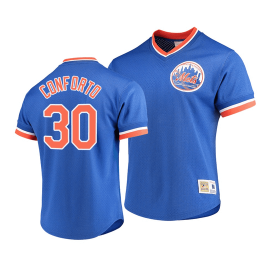 Men'S New York Mets Michael Conforto #30 Cooperstown Collection Mesh V-Neck Jersey Royal