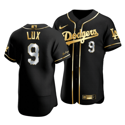 Men'S Los Angeles Dodgers Gavin Lux #9 Golden Edition Black  Jersey