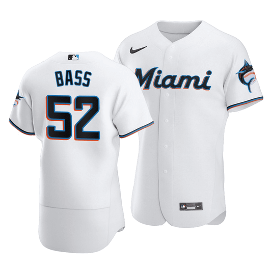 Men'S Miami Marlins Anthony Bass #52  Home Jersey White